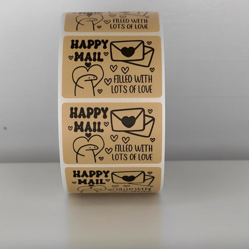Happy Mail Stickers Filled With Love | Mint Cute Packaging Labels Heart